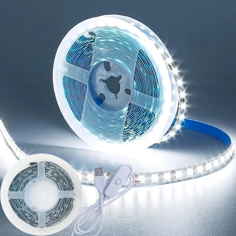 5V USB LED Lights Strip Button Switch Flexible Ribbon SMD3528 Tape 60 LEDs/m for TV Backlight Christmas DIY Party Decoration