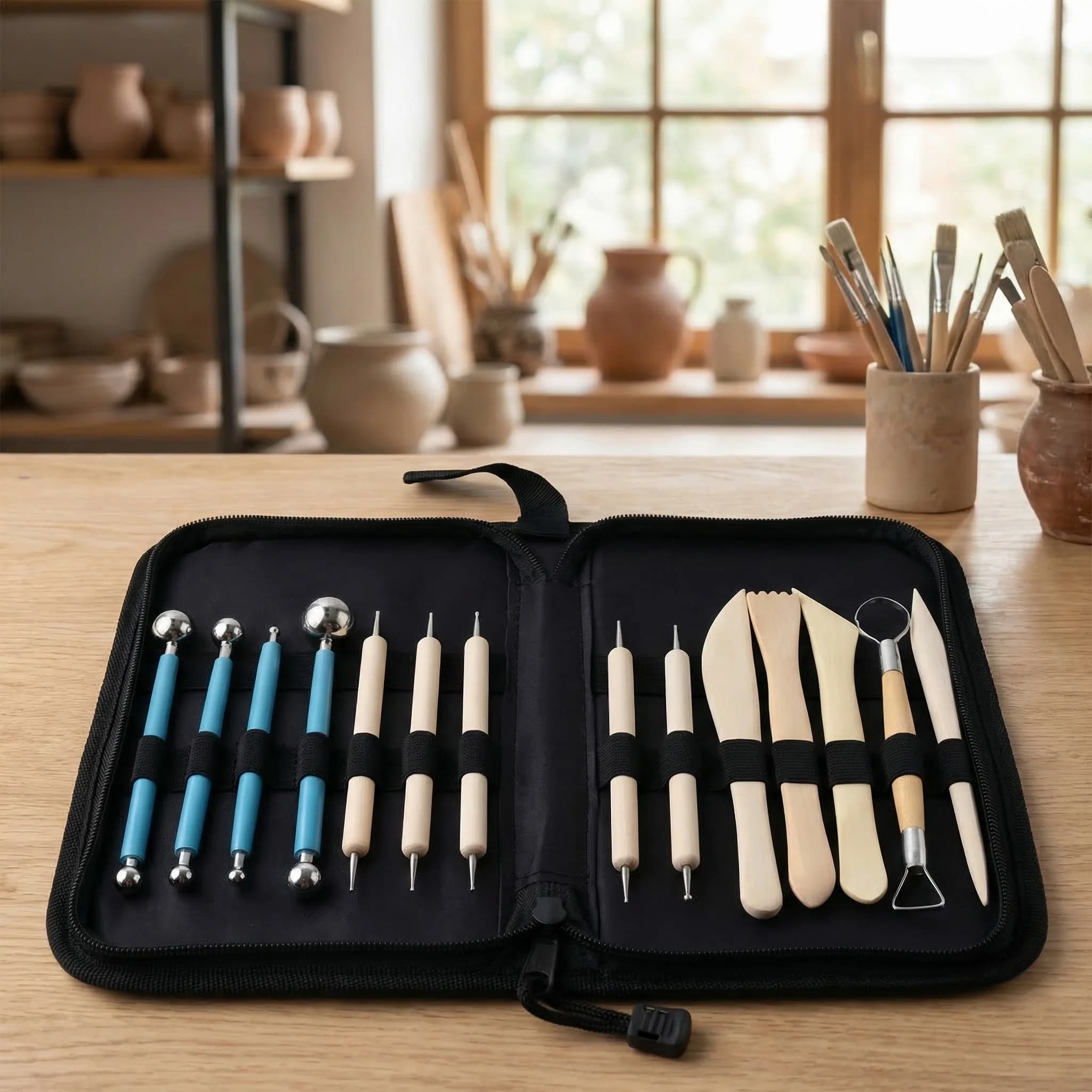 14Pcs Clay Carving Tools Set with Carrying Bag, Pottery Sculpting Kit for Polymer Clay, DIY Art Supplies for Beginners & Artists