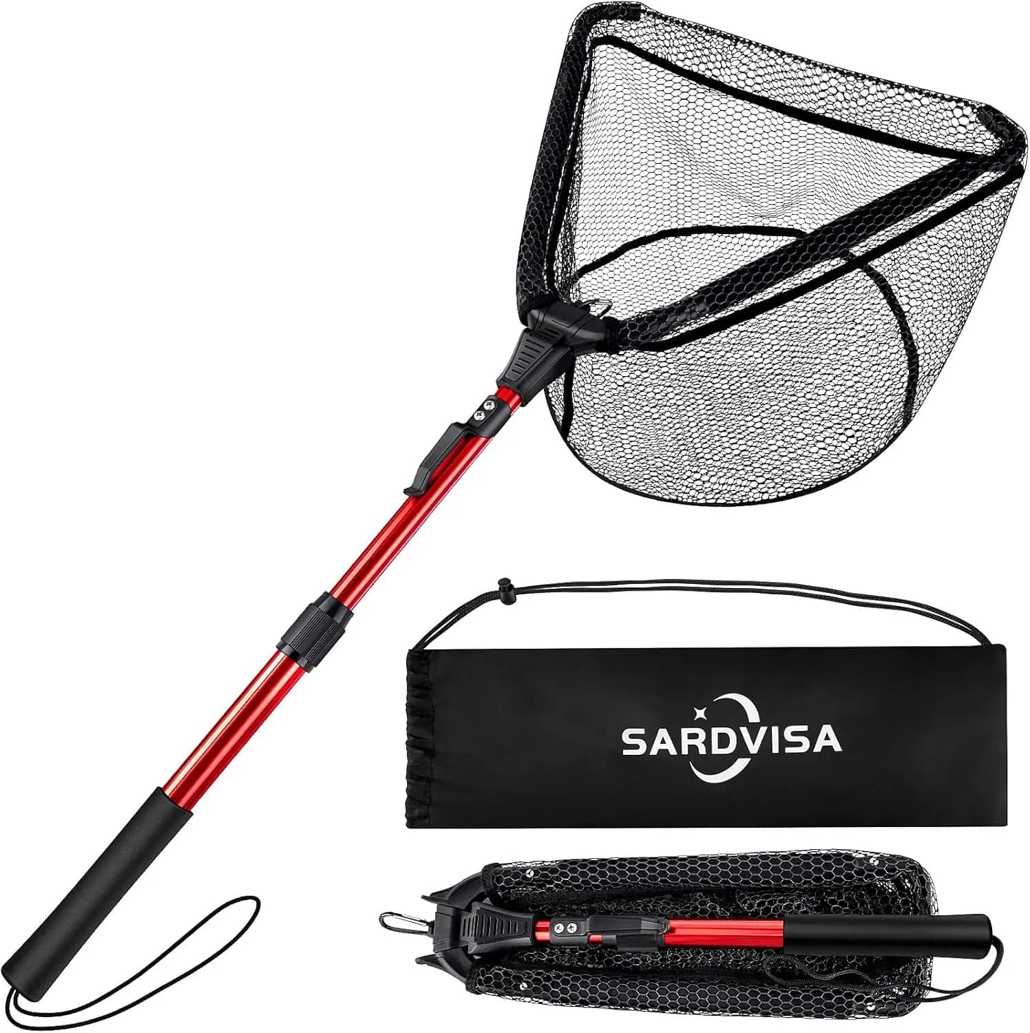 Rete da Pesca Pieghevole Migliorata, Anti-Groviglio e Anti-Intaglio, a Sgancio Rapido, Portatile per Kayak e Pesca al Bass