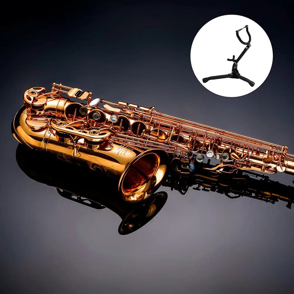 Stable Triangular Base Tenor Saxophone Stand Portable Foldable Ground Tripod Holder Sponge Cushion Scratch Protection Sax