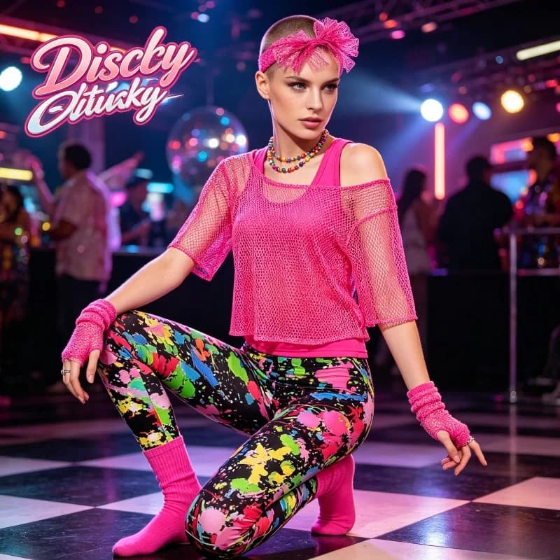 Men’s Women’s 80s Retro Mesh Vest Leggings Fishing Net Design Perfect for Halloween Stage Performances