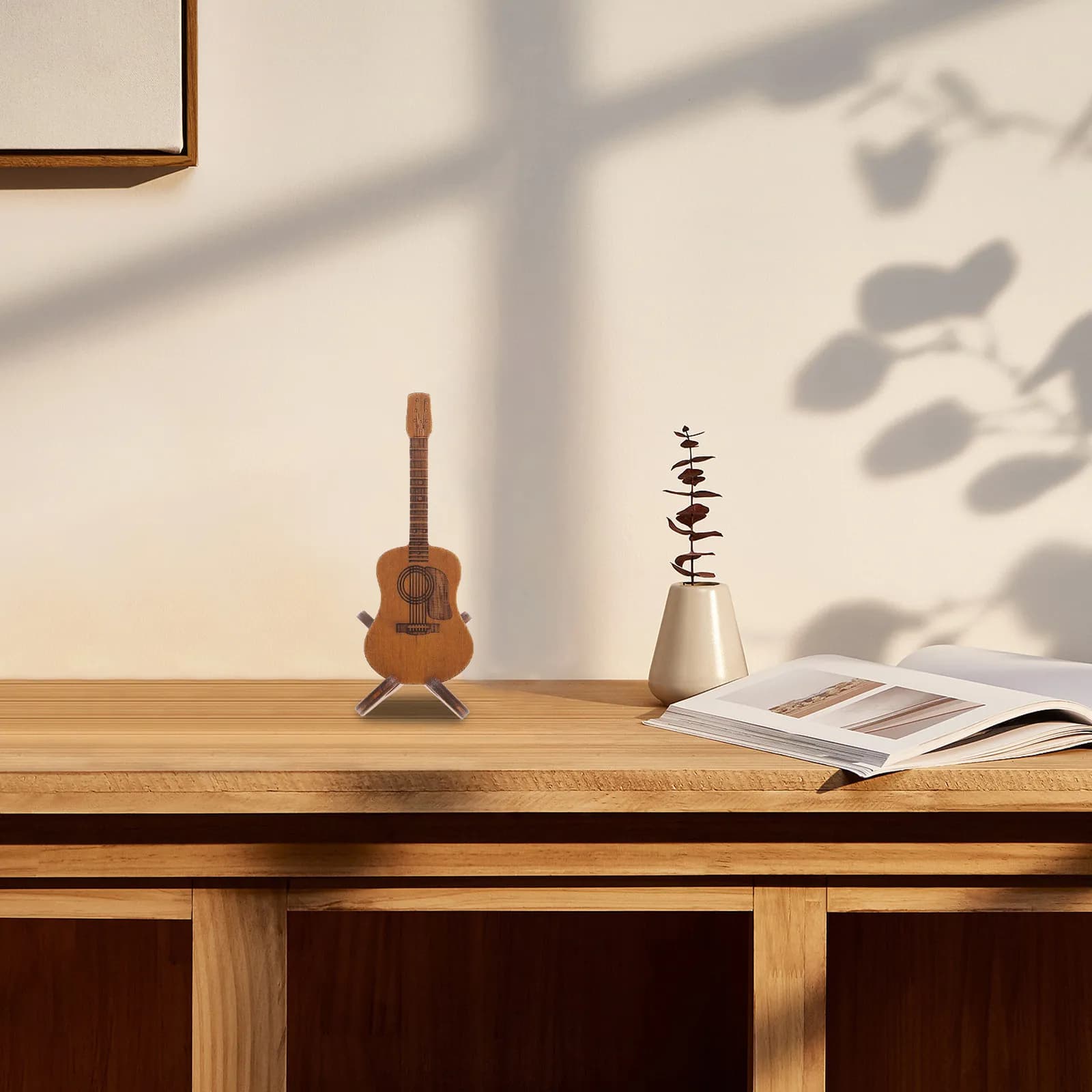 Set Custodia per Plettri da Chitarra in Legno, Scatola Compatta per Plettri, Plettri per Basso, Capotasto, Facile da Trasportare, Superficie Liscia, Interno Scanalato