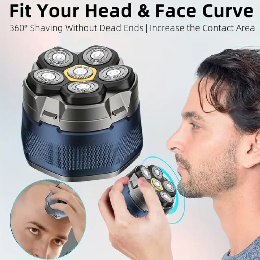 6D Floating Electric Shaver for Men Bald Head Shaver Wet Dry Beard Hair Trimmer Rechargeable Bald Head Shaving Machine