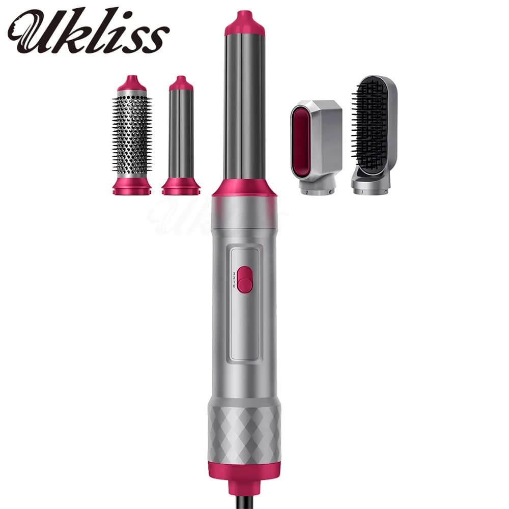 UKLISS Hair dryer with hot air brush 5 in 1, air styler with curling iron, smoothing brush