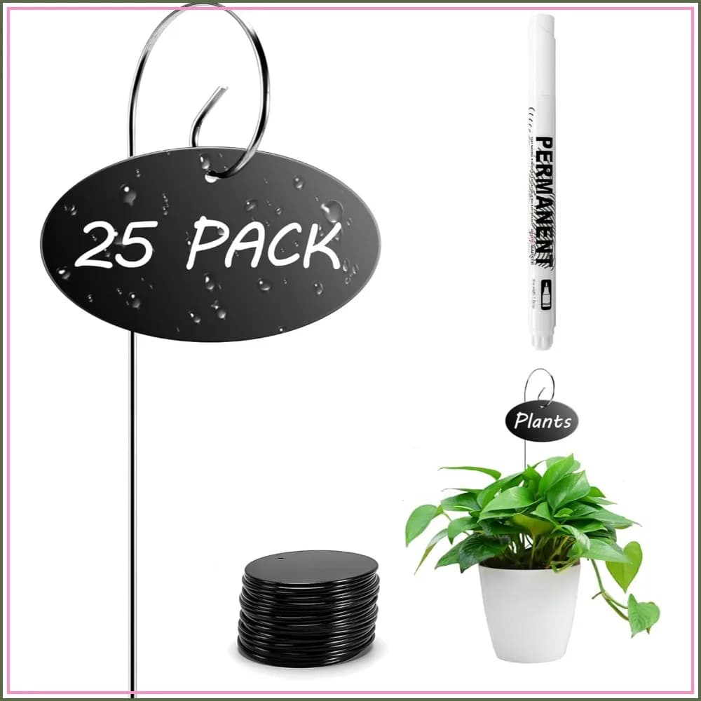 Vcekract Plant Labels, 25 Pcs Acrylic Garden Stakes with Pen, Plant Markers for Outdoor Garden, Potted Plants, Seeds, Flowers