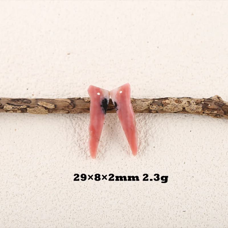 Perline per orecchini con pepita di opale rosa in pietra naturale rosa, gioielli di moda Orecchini con pietre preziose fai da te personalizzati 29x8x2mm 2,3g