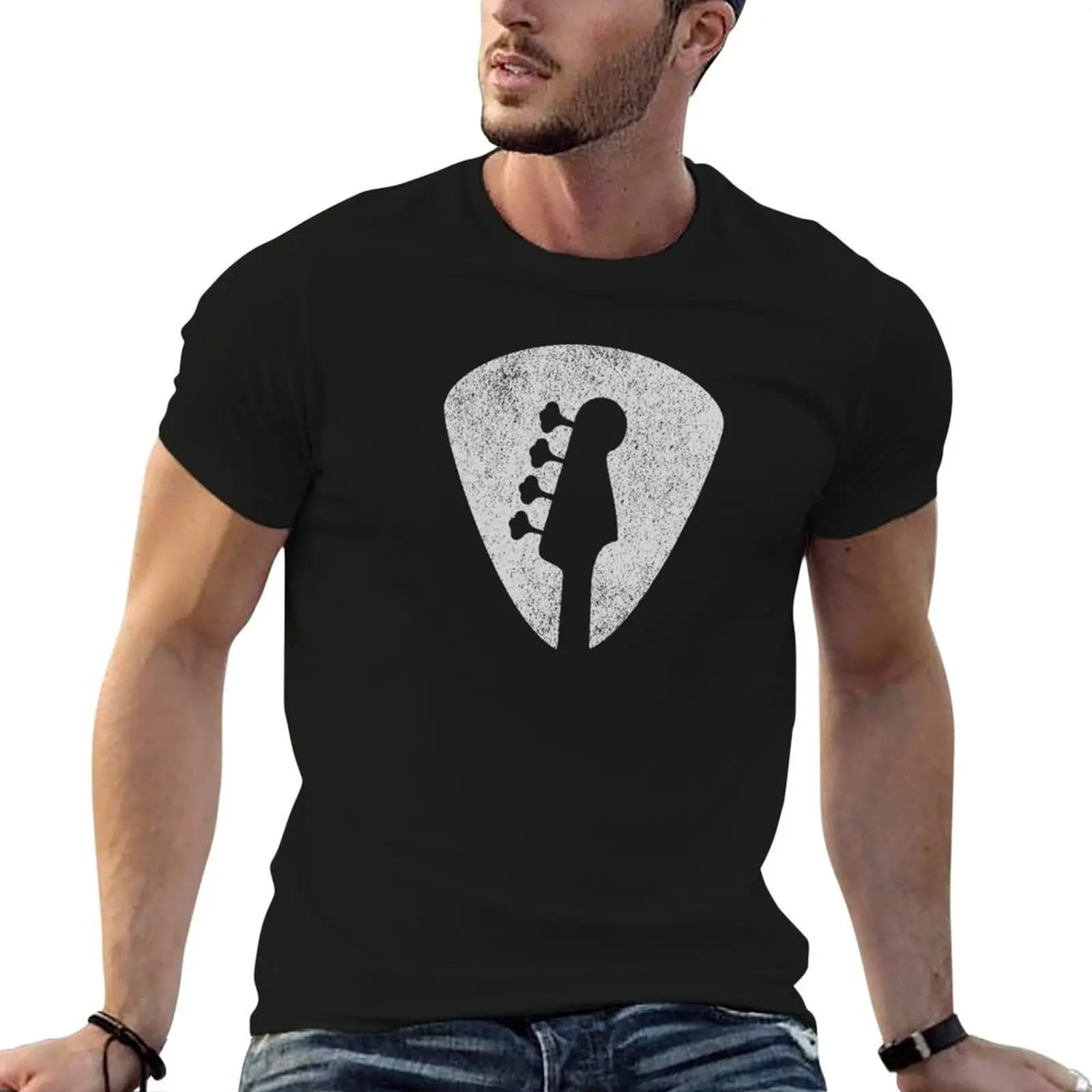 Bass Player Guitar Pick T-Shirt Breathable Mesh Panel T-Shirt