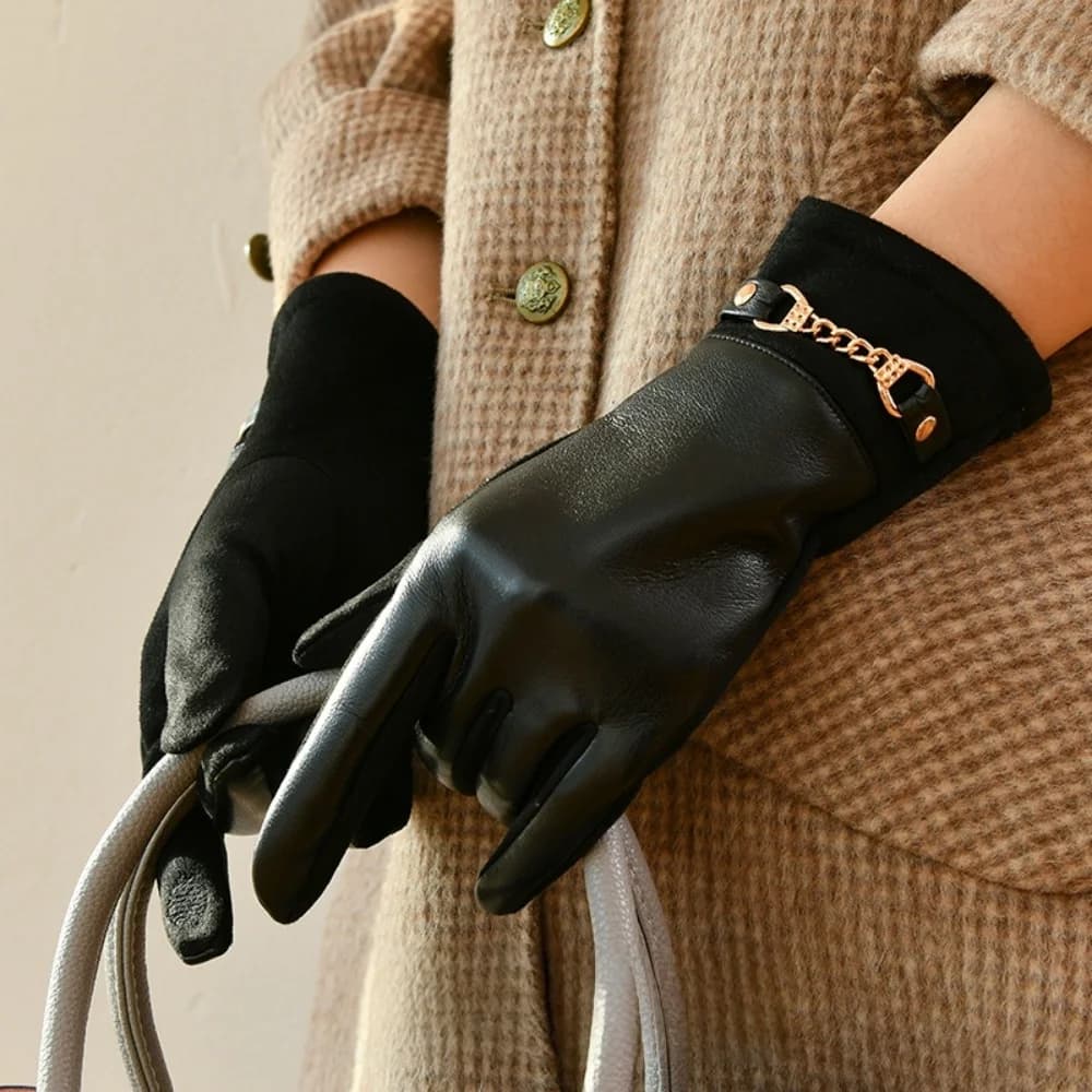 Guanti da donna spessi in velluto invernale Guanti antivento Guanti in pelle touch screen caldo Guanti da moto da ciclismo all'aperto guantes