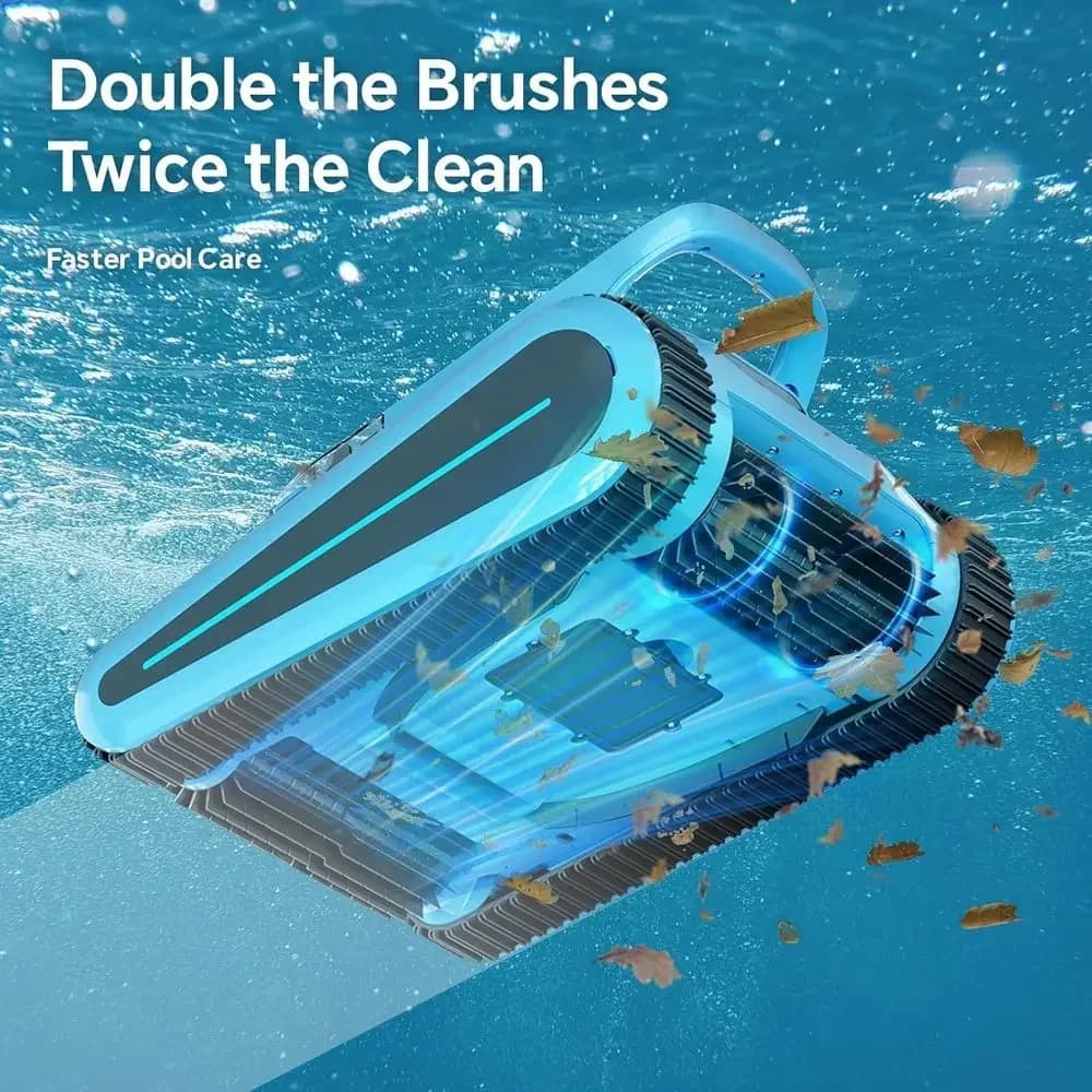 180W Pool Vacuum Robot with 45,000Pa Suction, Wall Climbing, Sonar Navigation for Inground and Above-Ground Pools up to 2150 Sq.