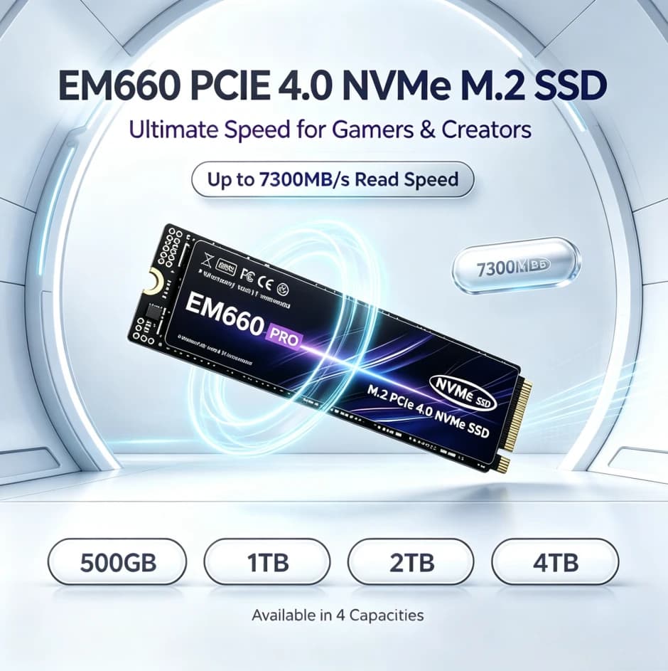 Original EM6600 Portable External NVMe SSD PCIe Gen4 High Performance Solid State Drive Fast Storage for Gaming Laptop Desktop