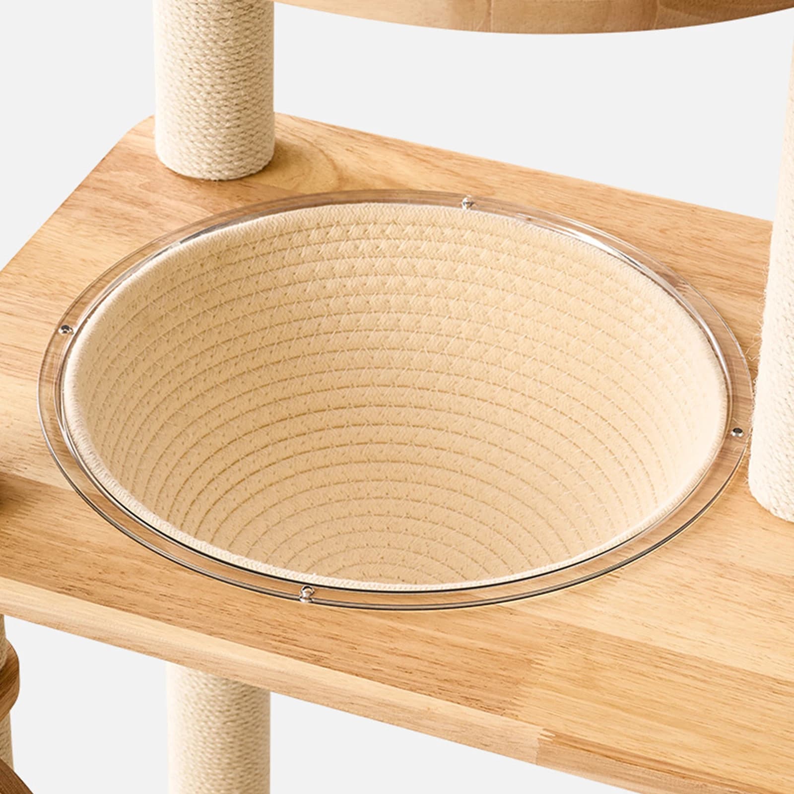 Lettini per gatti in legno massello di gomma con strutture per arrampicarsi, posti per grattare, palla e tavola per grattare, lavabili e facili da pulire, idea regalo per animali domestici