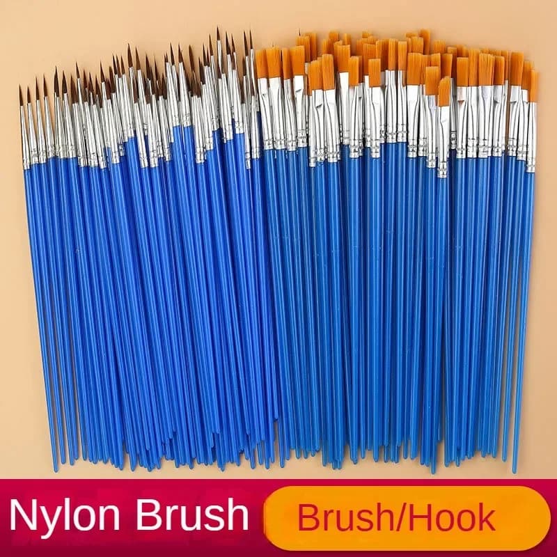 10/20/50 pezzi pennelli per pittura set arte rotonda capelli piatti nylon pennello per capelli penna per olio acrilico acquerello scuola materiale artistico