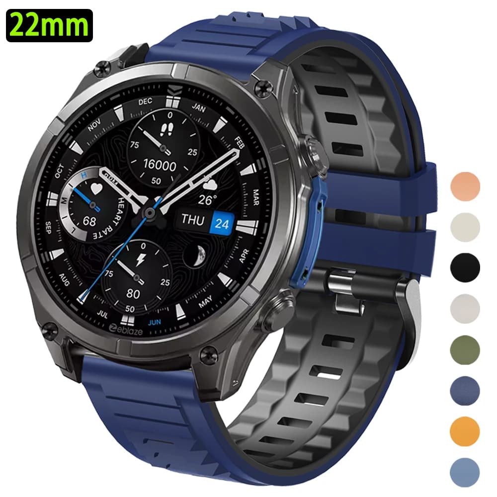 22mm Silicone Watch Strap for Zeblaze Vibe 8 7 Pro/Stratos 4 3 2 Ultra/Ares 3 Pro/GTR3/GTS3/Btalk 2 3 Replacement Bands Bracelet