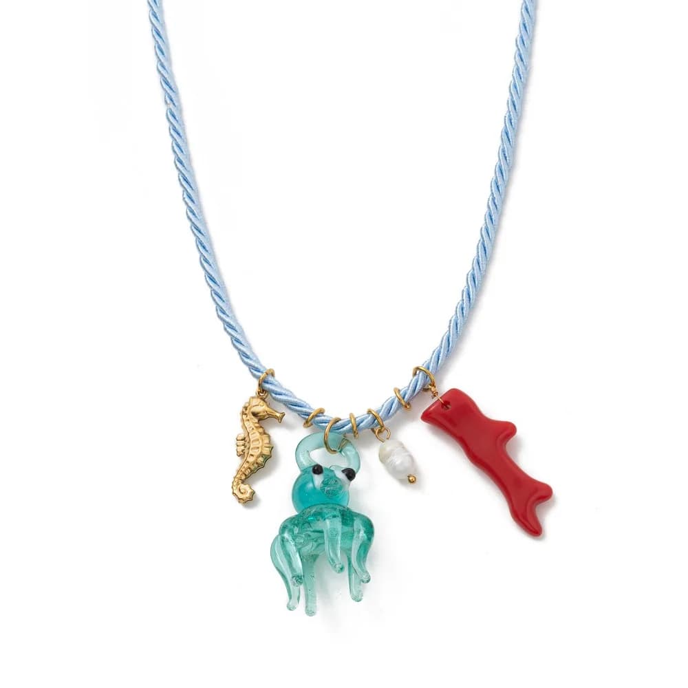 Collana con Ciondolo a Forma di Stella Marina in Resina Stile Etnico, Set di Collane con Charm di Organismi Marini, Collana con Corda in Nylon, Accessori di Gioielleria Hip Hop