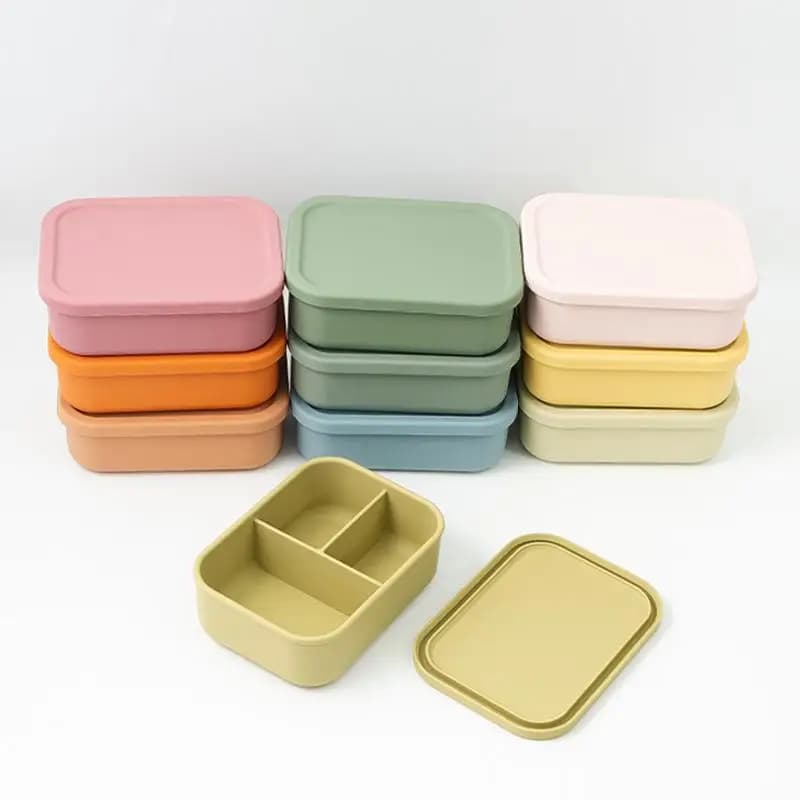 Contenitore per Alimenti in Silicone per Bambini, Scatola per il Pranzo, Contenitore per Microonde, Bento Box, Conservazione Freschezza, Frutta per Bambini
