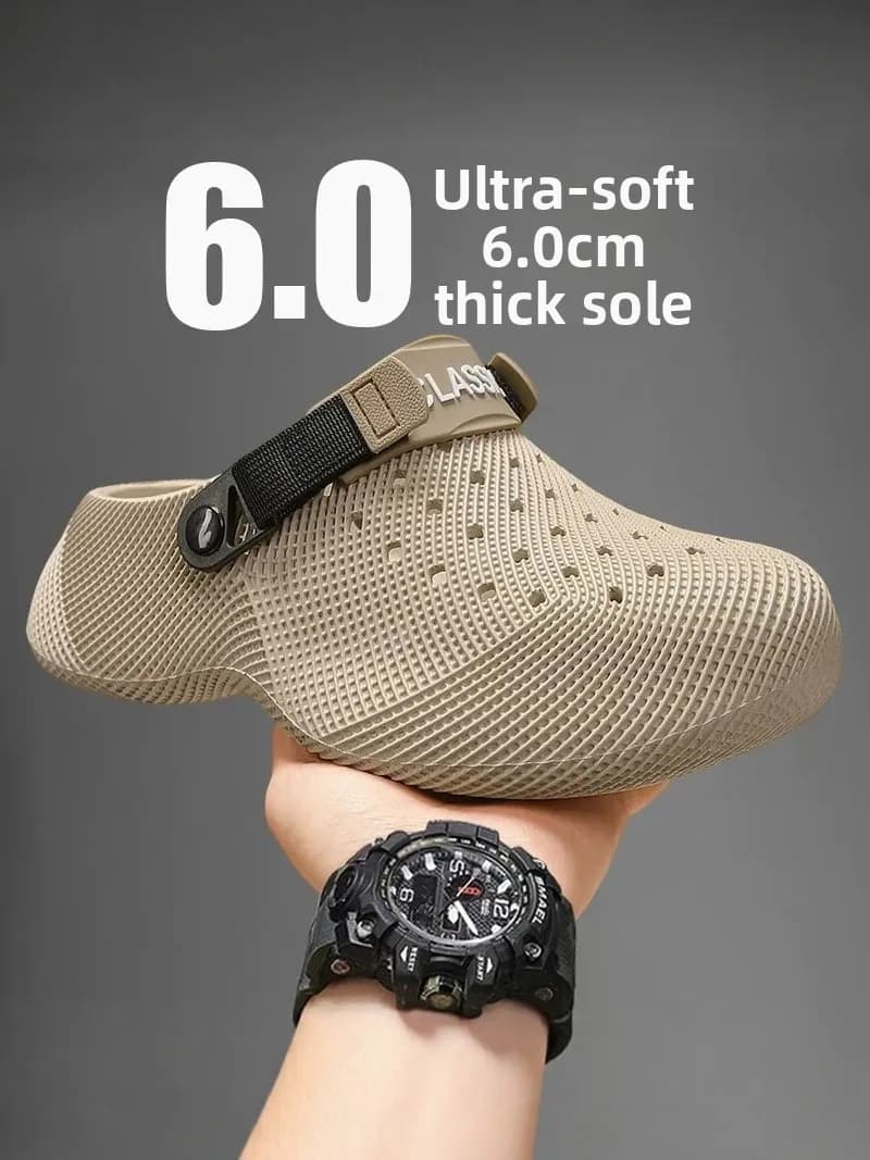 Men's Summer 2026 New 3D Printed Holey Sandals Slippers Casual Beach Shoes Anti-Slip Open-Toe Comfortable Thick Bottom EVA Sl...