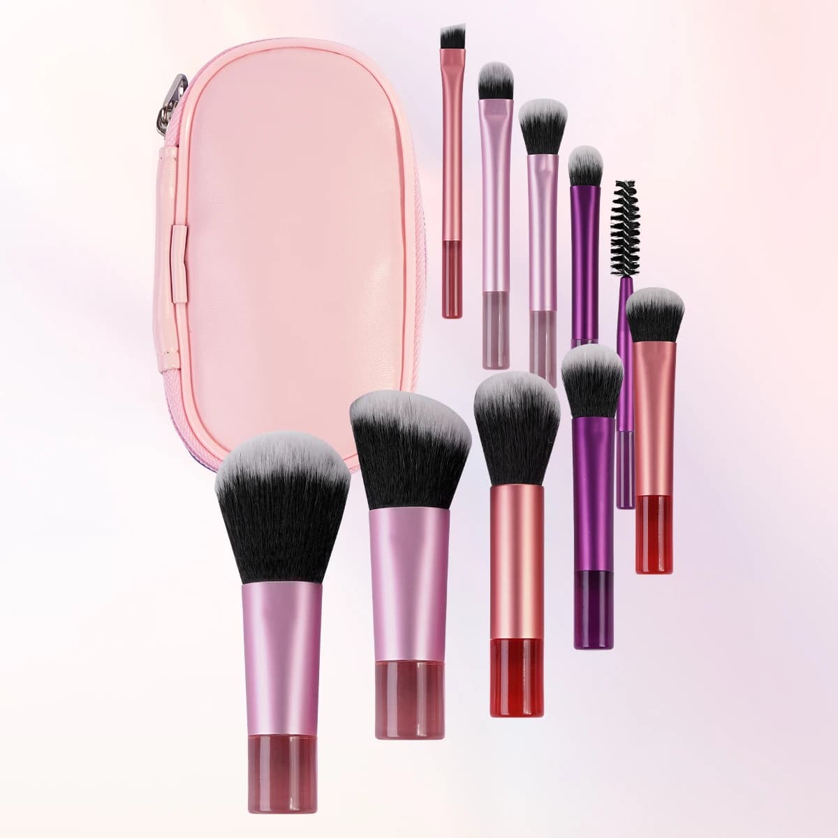 MAANGE 10PCS Mini set of brushes for makeup powder shade background concealer Blush Blender makeup brush with bag tools for beauty makeup