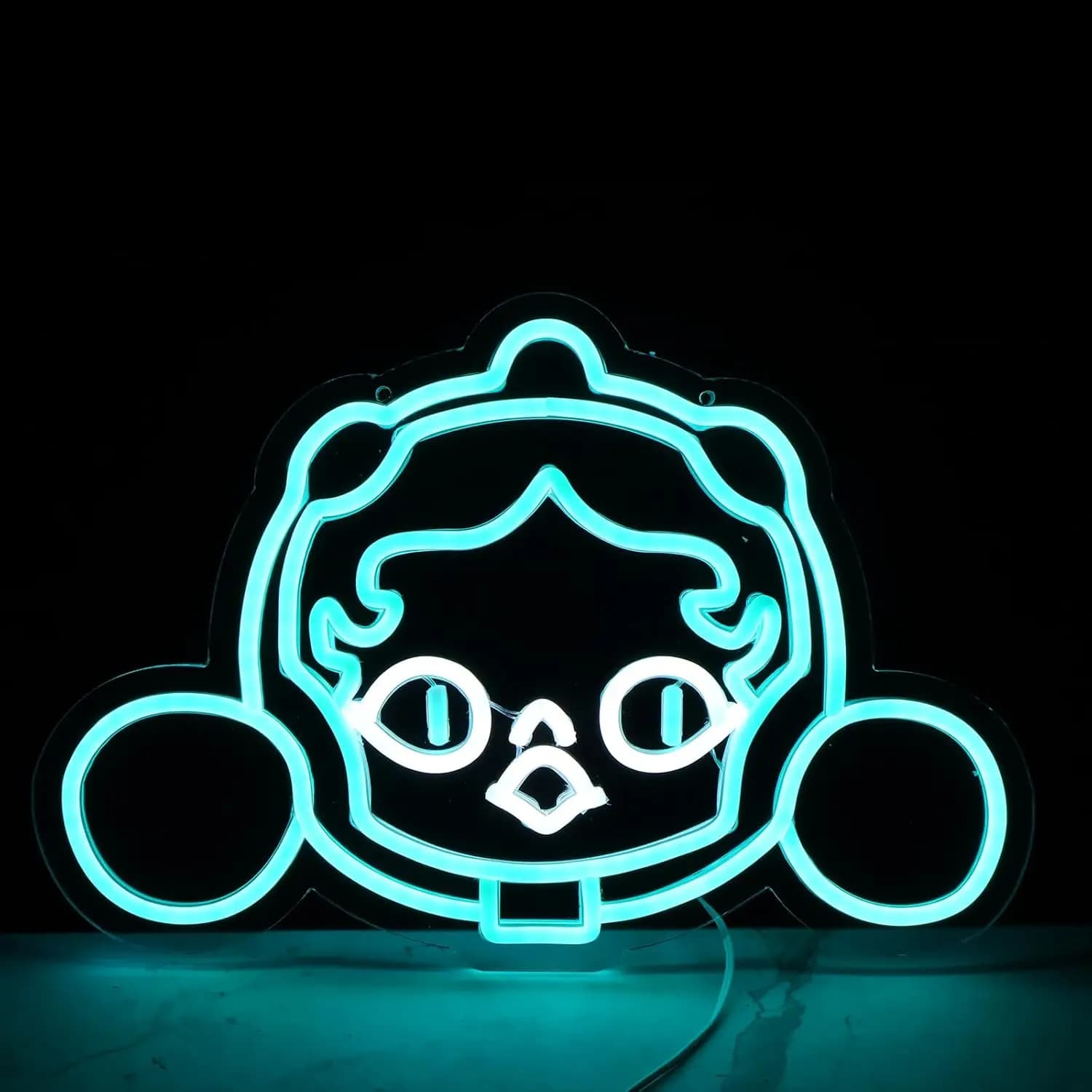 Insegna Luminosa al Neon a Doppio Cerchio con Faccia Cartoon, USB Dimmerabile, Decorazione da Parete a LED per Camera da Letto, Sala Giochi, Feste, Regali