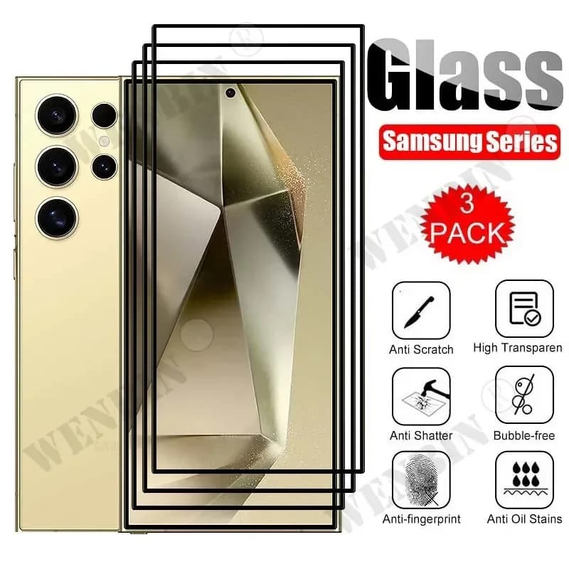 3 pezzi di vetro temperato per Samsung Galaxy S26 S25 S24 S23 S22 Ultra Plus FE A57 A56 A36 A17 protezione dello schermo vetro protettivo completo