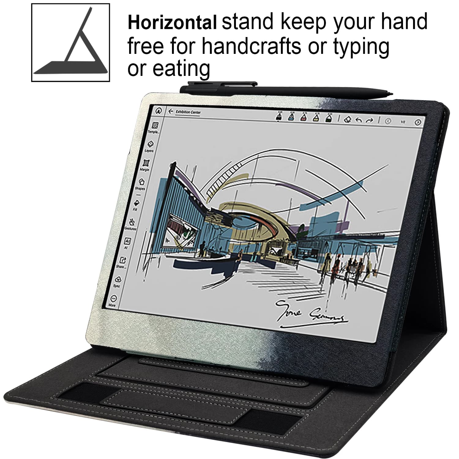 Custodia con doppio supporto per tablet Onyx Boox da 10,3" Note Air 5C (2025 rilasciato) Cover con portapenne/Sleep&Wake automatico/Doppia tracolla
