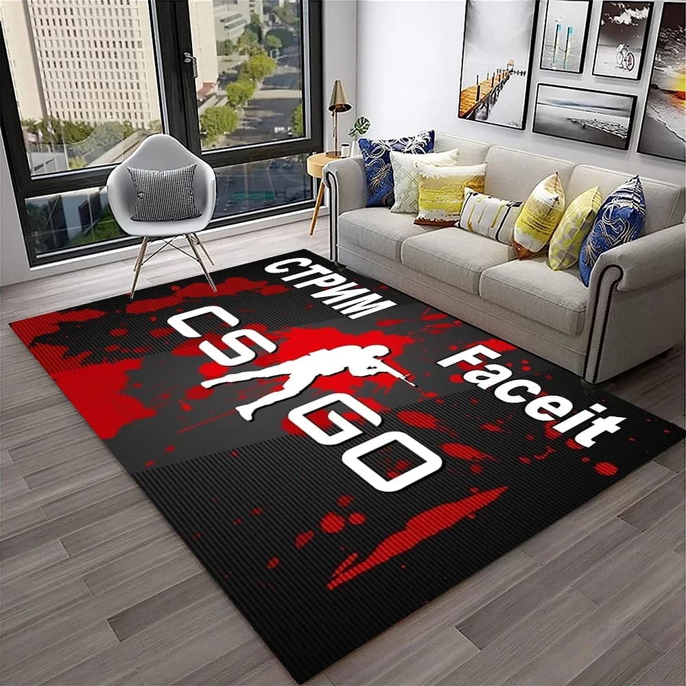 CS GO, Counter Strike Game Gamer Tappeto 3D per la casa Soggiorno Camera da letto Divano Zerbino Decor, Tappeto per bambini Tappetino antiscivolo