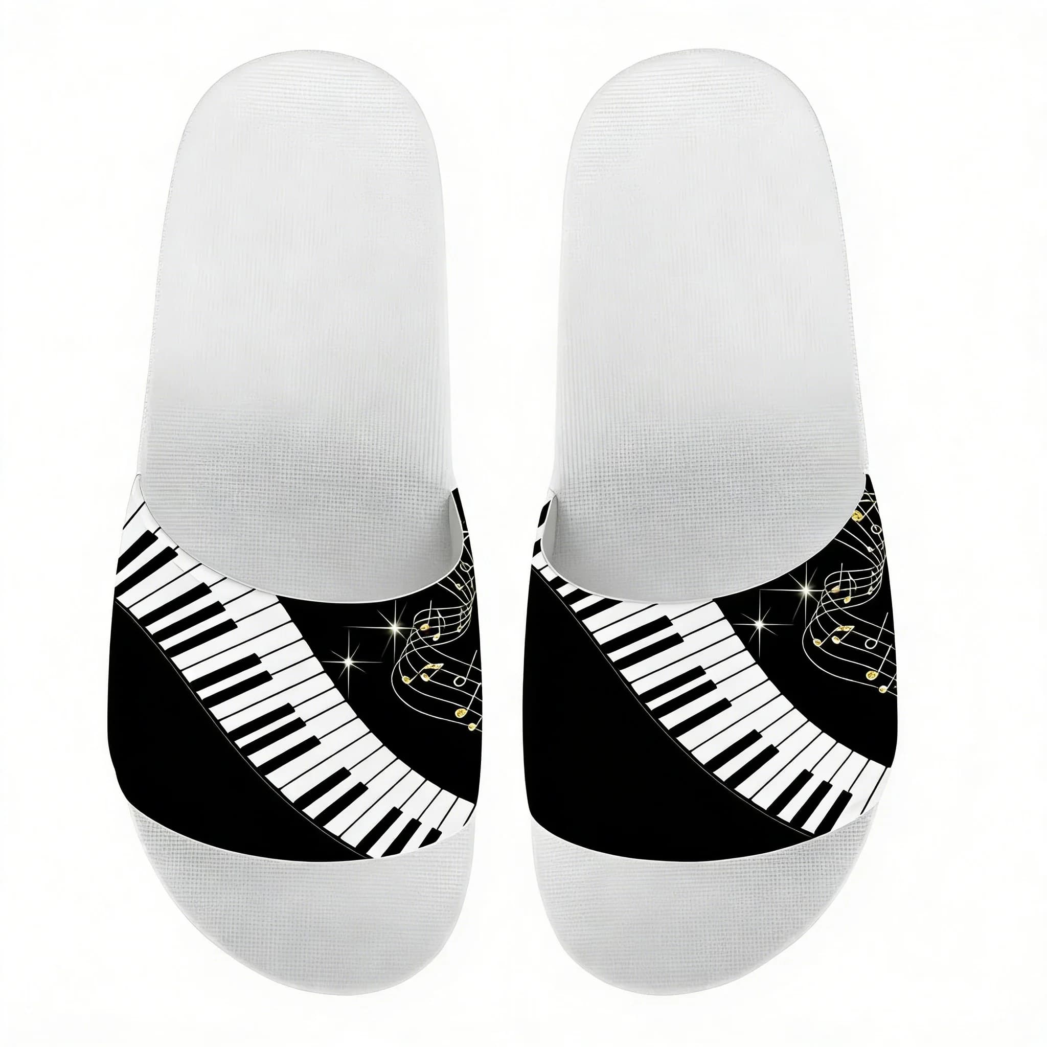 Music Notes Piano Keyboard Pattern Woman Summer Home Slippers Casual White No-slip House Flip Flop Beach Female Shoe