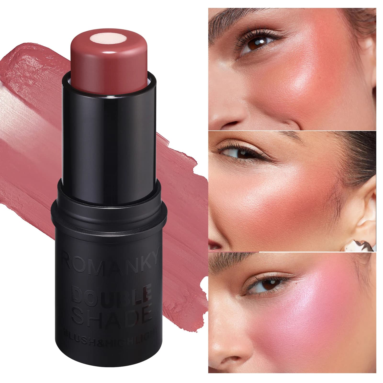 Blush solido 2in1 opaco + nucleo luminoso Blush multifunzionale arancione viso schiarente naturale a lunga durata