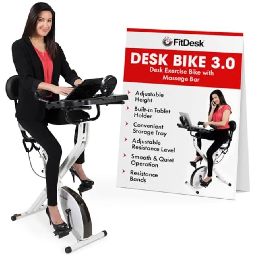 Cyclette da Scrivania 3.0 con Altezza Regolabile, Trainer per Ciclismo Indoor con Vassoio per Laptop, Scrivania Fitness Portatile per