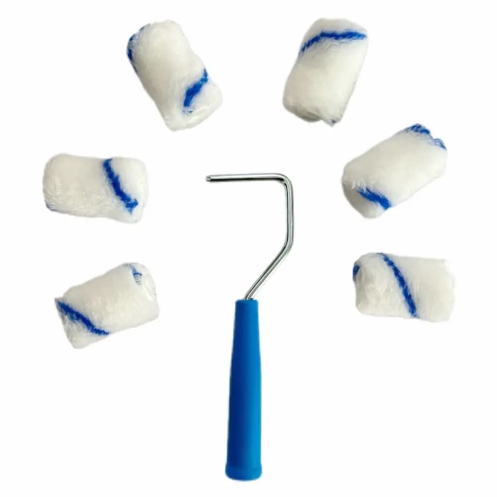 Set di rulli di vernice per tessuti ad alta densità Vassoio di rulli di vernice con finitura liscia da 2 pollici Mini rulli di vernice non pelucchi Pareti di pittura