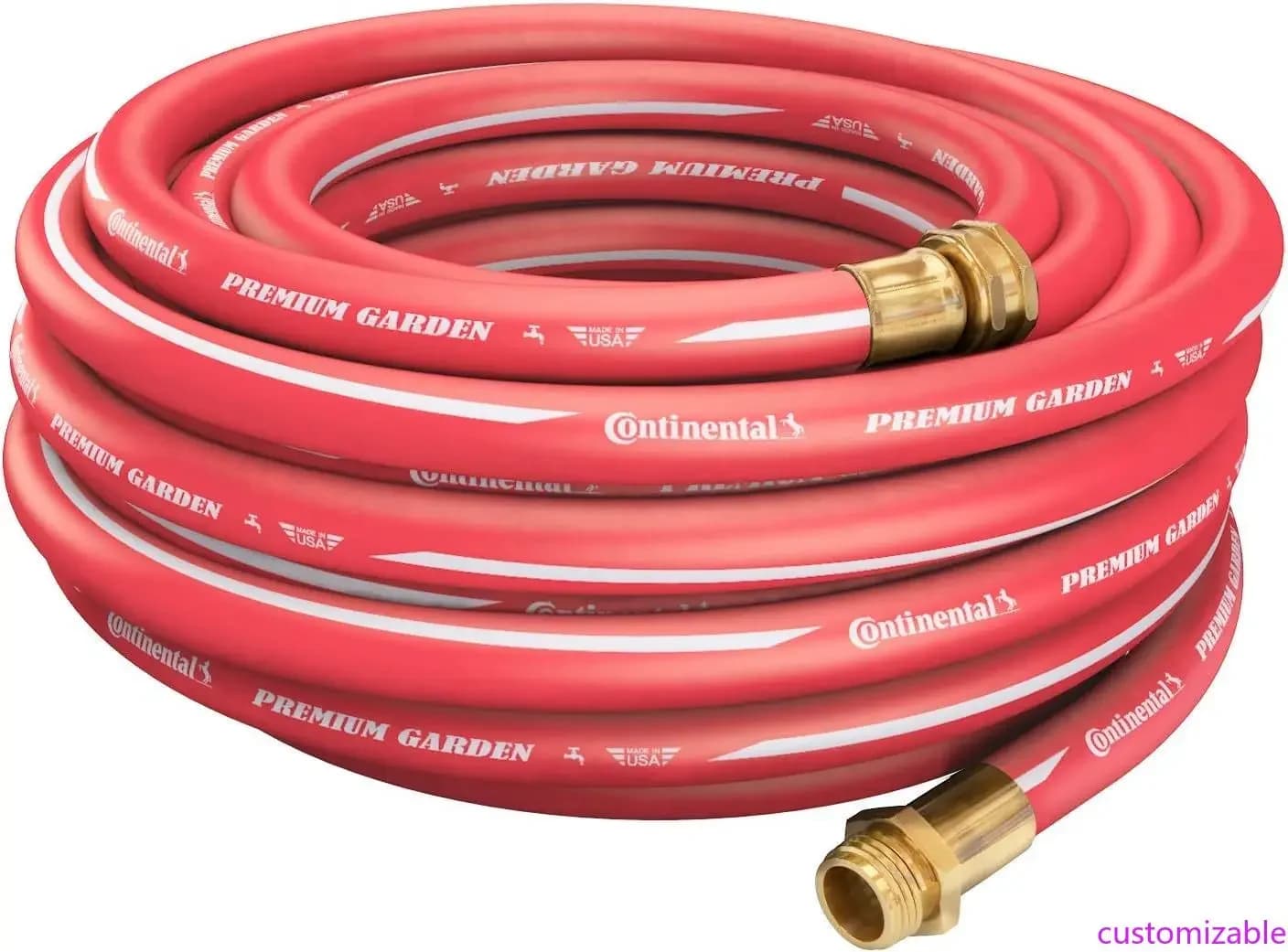Garden Tube Continental Premium Red for Free Uses, Diameter 5/8 Inches, Length 100 Feet, with Male and Female Connectors