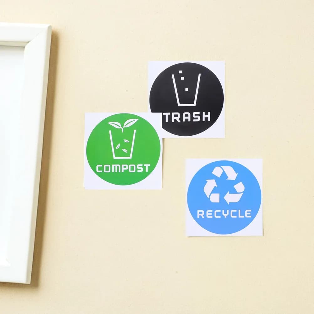 12 Pezzi Adesivi Vibranti per Bidoni della Spazzatura, Etichette per la Raccolta Differenziata, Decalcomanie ad Alta Adesione per Casa, Ufficio, Giardino