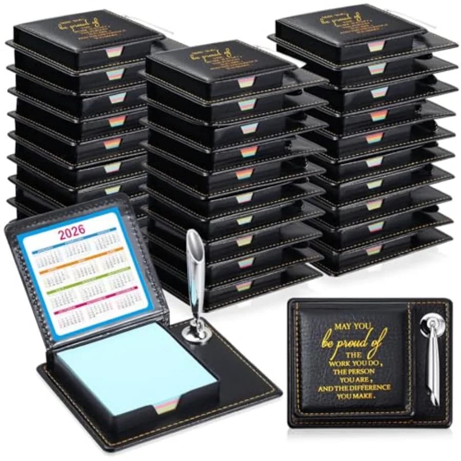 Porta Blocco Note Adesivo in Pelle PU con Calendario, Regalo Ispirazionale per Apreciare e Ringraziare, Confezione Multipla