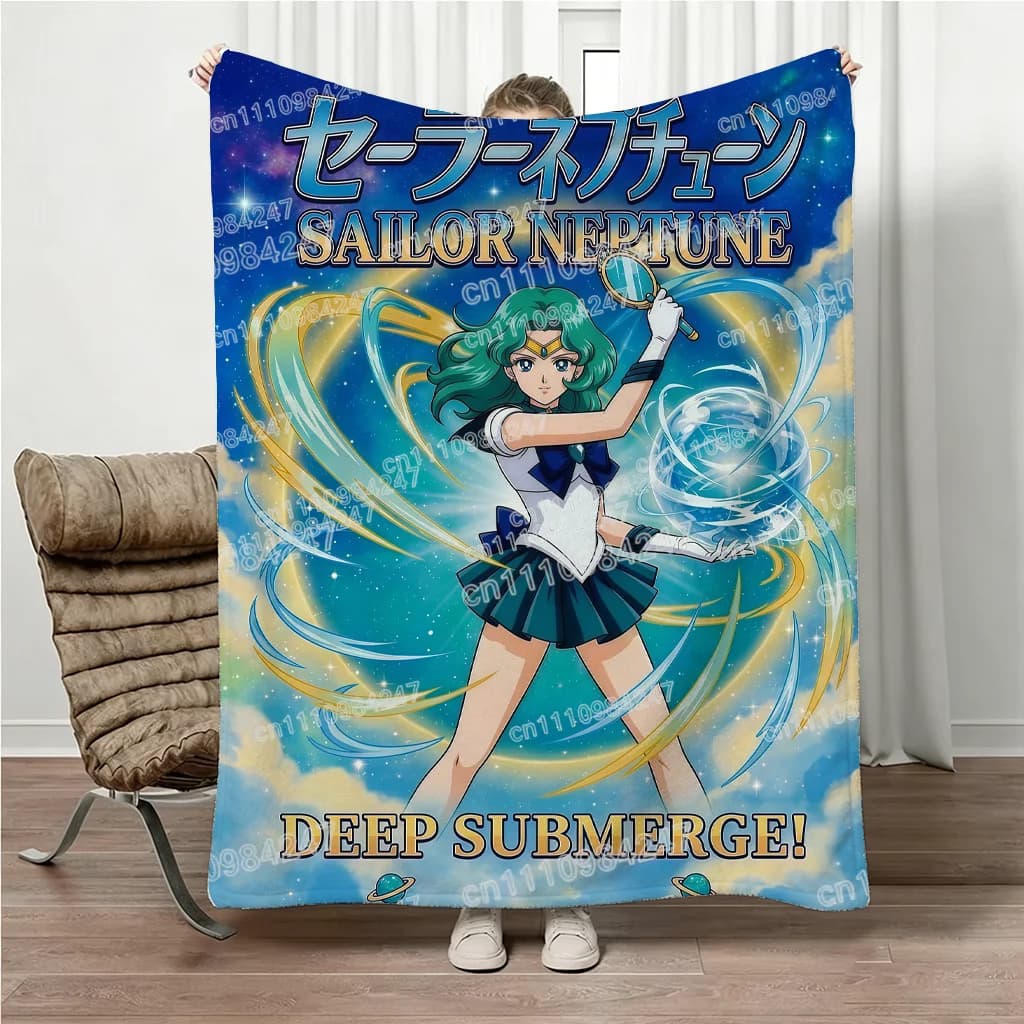 Offerta Estiva: Coperta in Flanella Sailor Neptune, Stampa Anime Sailor Moon, Morbida e Calda Coperta per Letto e Divano, Regalo per Appassionati di Anime 2026