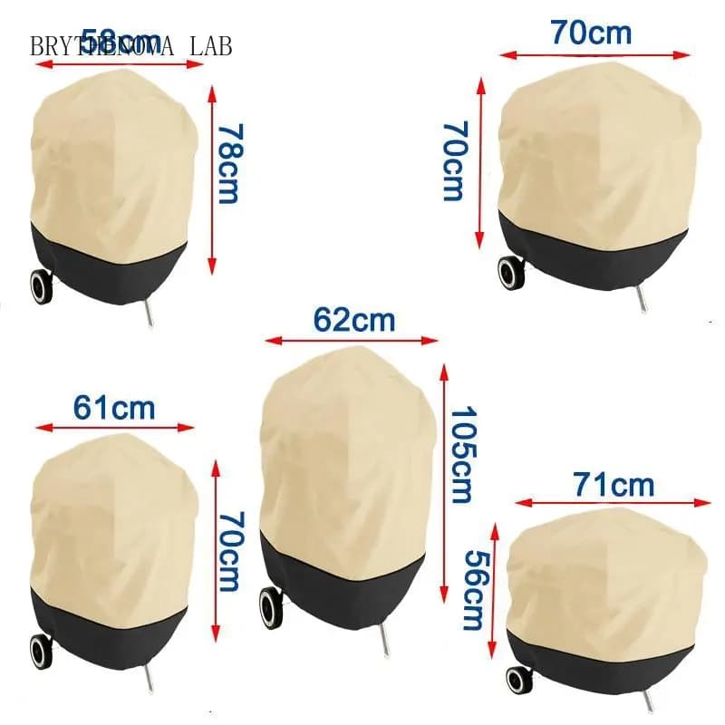 210D Round BBQ Covers Fire Pit Stove Hood, Anti Dust Waterproof Cover Grill Rain Protective Hood Camping Outdoor Barbecue