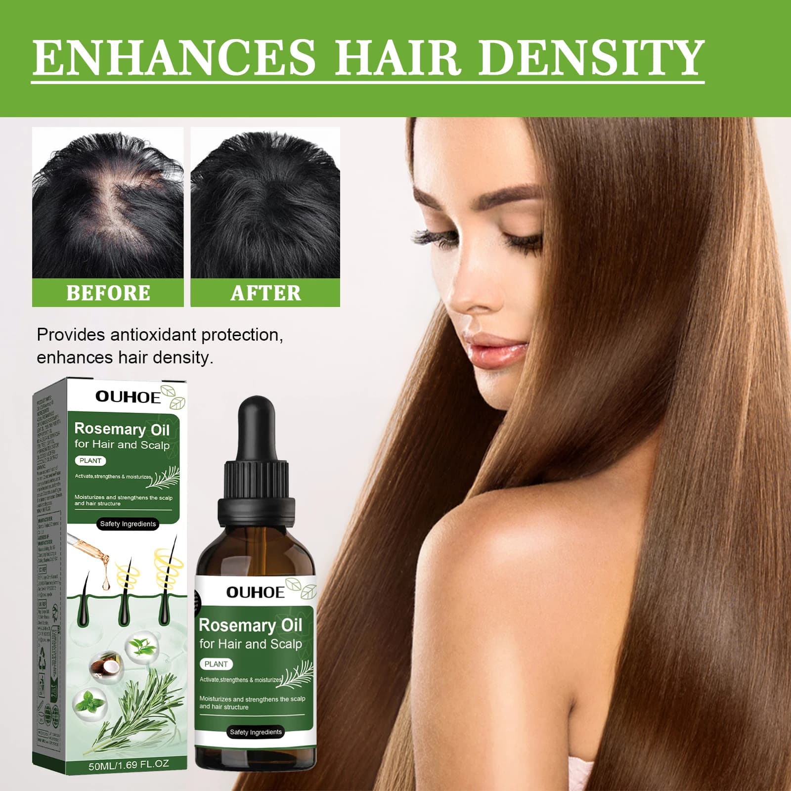 Antique Oil at Rosemary Nutrient and Reinforcing for the Care of the Capelluto Cuoio, Light Treatment for Smooth, silky and hydrated Hair