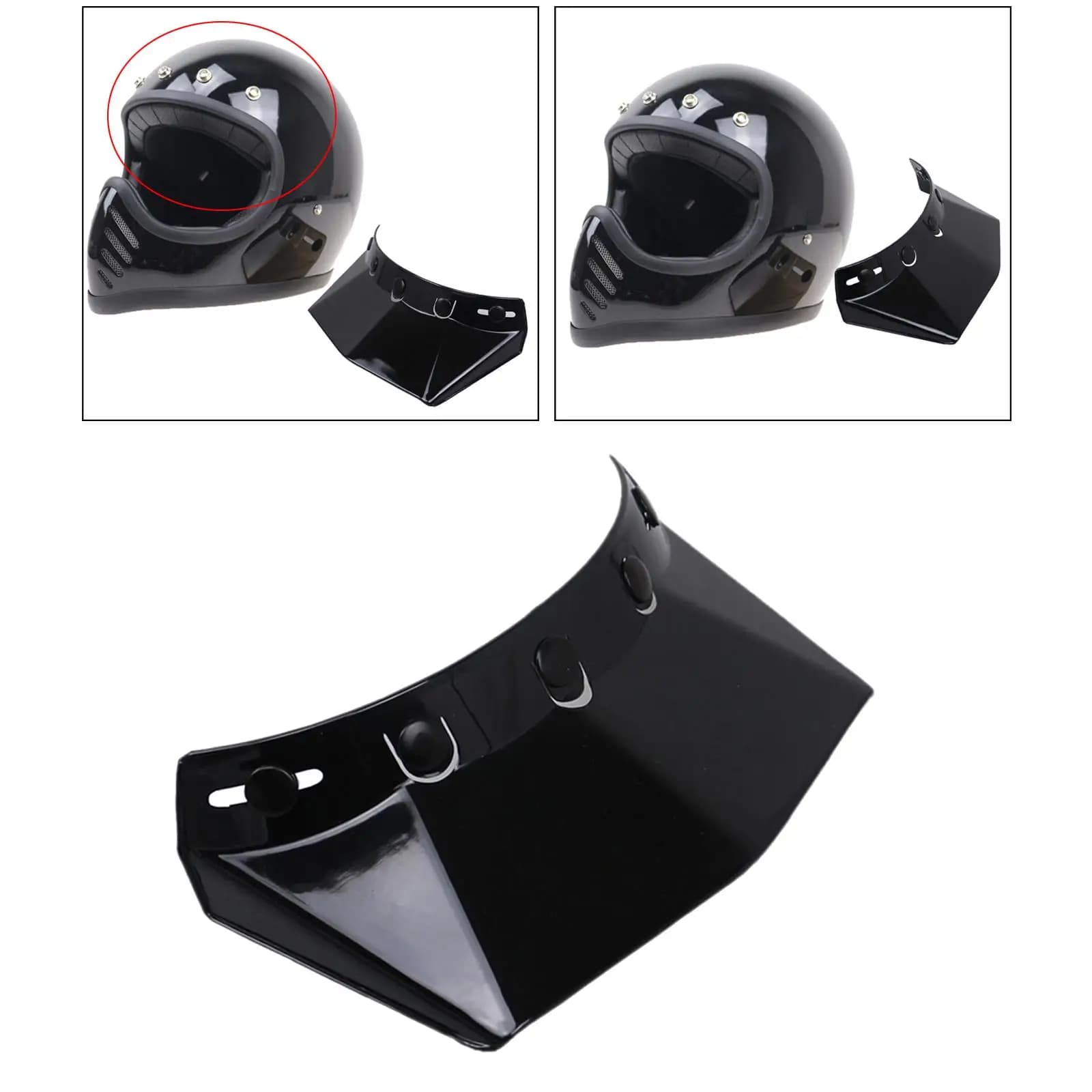 Visiera parasole per casco a 5 scatti Visiera per casco da moto per casco da moto vintage Visiera a 5 scatti Scudo per casco da moto