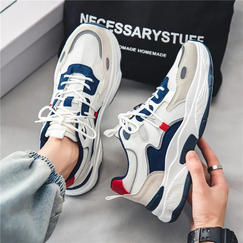Scarpe casual da uomo Sneakers traspiranti Scarpe da tennis con suola morbida alla moda Scarpe da uomo antiscivolo con lacci Scarpe da corsa con piattaforma per esterni
