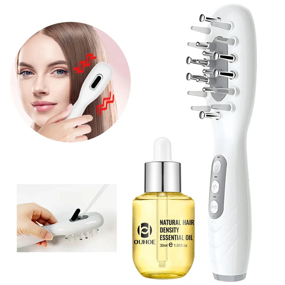 Electric scalp massager EMS Pettine Head massager with LED light with hair oil applicator for scalp Relax hair growth Fits all hairstyles