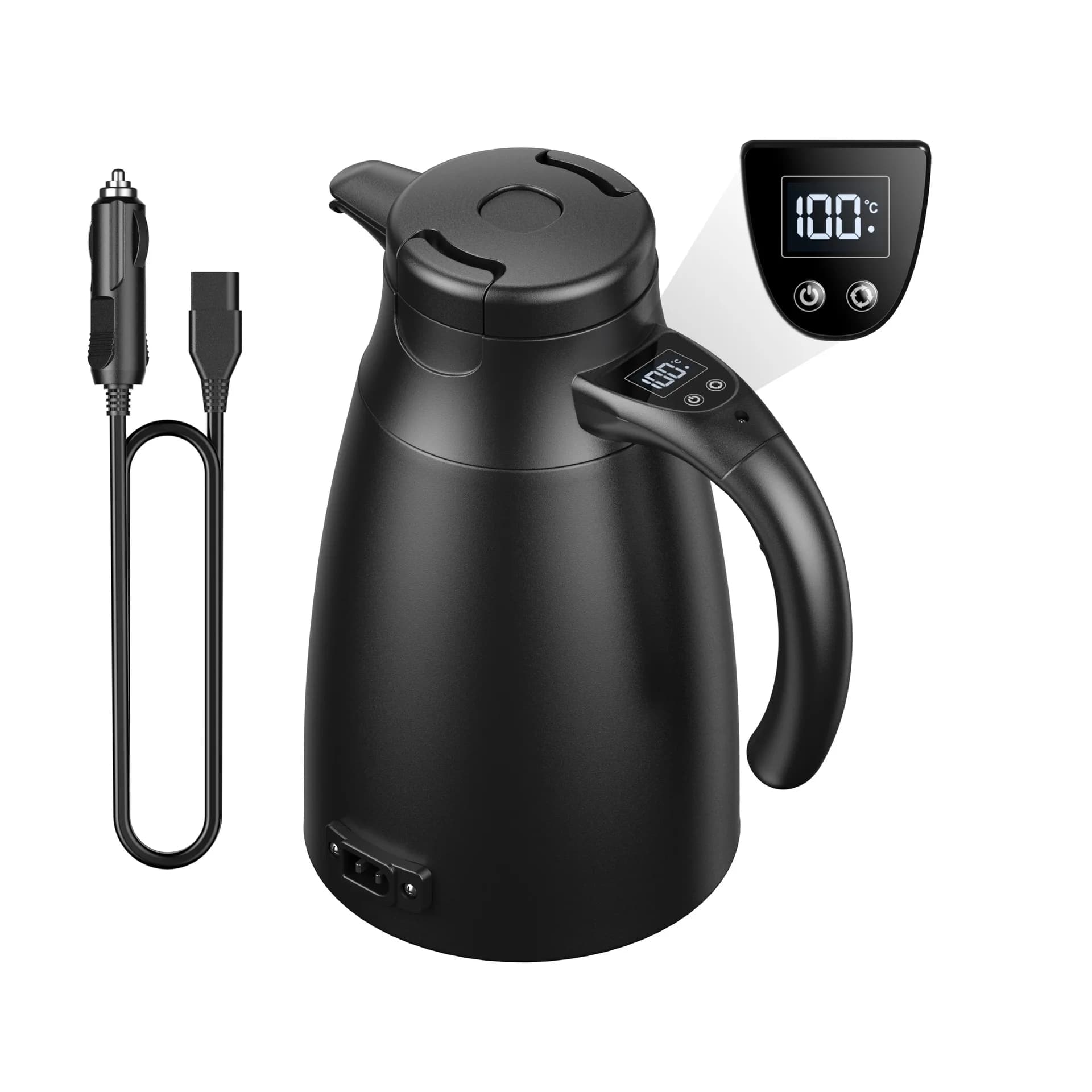 12 V/24 V - Travel cup with automatic heating, portable water boiler for SUV/camion/camper (100 ° C fast boiling