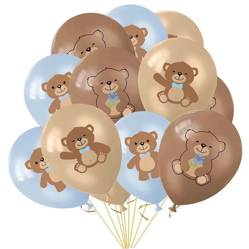 12 pezzi simpatico orso stampa palloncino 12 pollici marrone orsacchiotto lattice cartone animato orso palloncino decorazioni per feste di buon compleanno