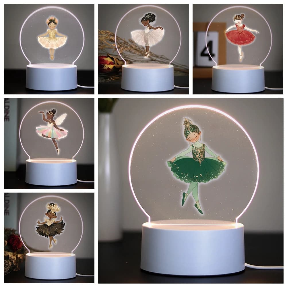 Lampada 3D per la decorazione della camera da letto dei bambini della piccola ballerina calda per la decorazione della stanza di casa Luce notturna a led