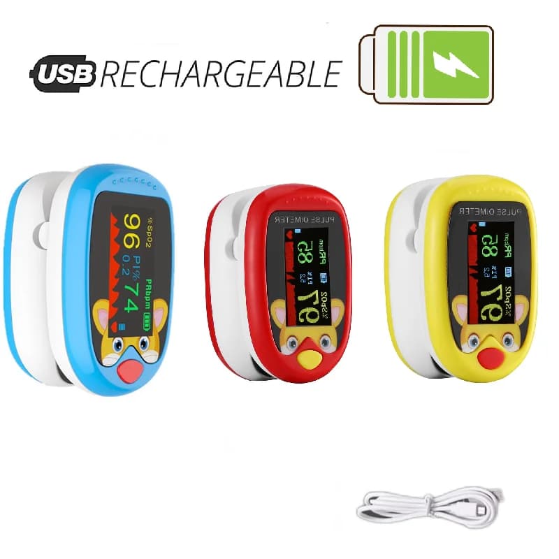 Rechargeable medical pulse meter on the finger for children's blood oxygen meter Cardiofrequencymeter and contactless infrared thermometer