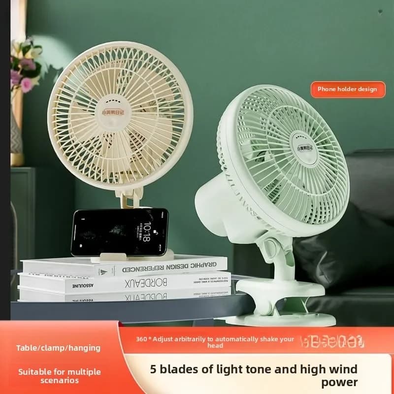 Mini Ventilatore da Comodino, Silenzioso con Clip, per Casa, Ufficio, Scrivania, Ventilatore Elettrico con Testa Orientabile