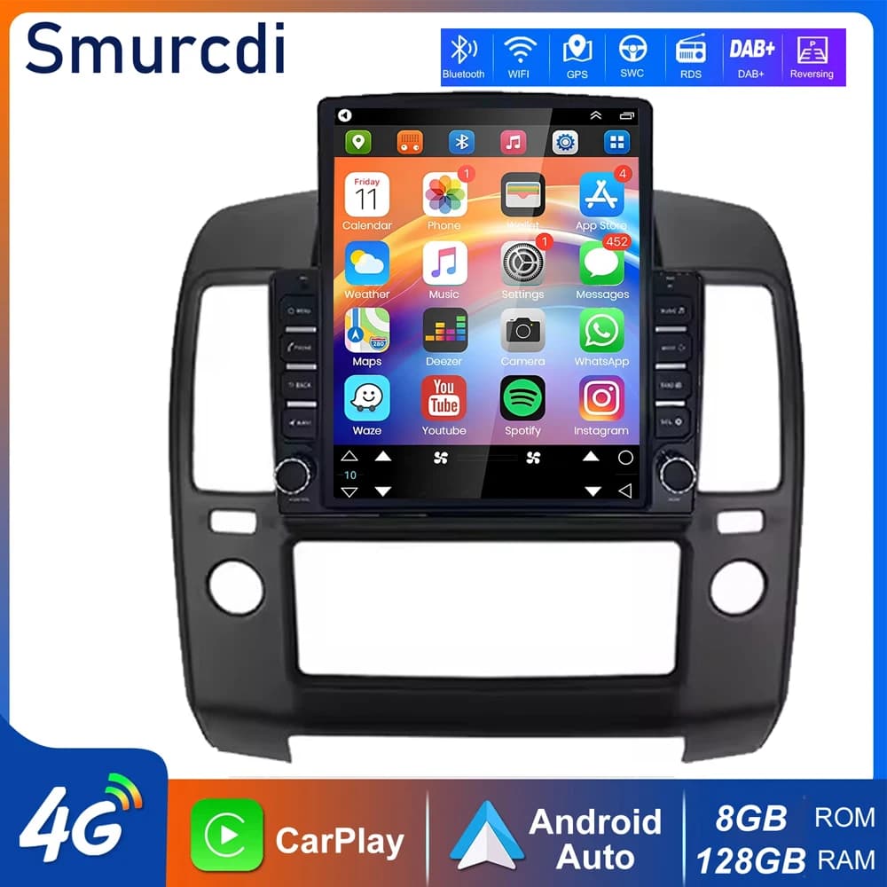 Autoradio Android 16 Carplay da 9.7 pollici per Nissan Navara 3 D40 2004-2010, lettore multimediale per auto, navigatore, radio, touchscreen, senza lettore DVD 2din.