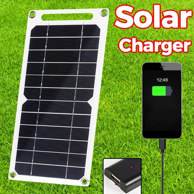 35W Solar Panel with USB Waterproof Outdoor Hiking and Camping Portable Battery Mobile Phone Charging Bank Charging Panel 6.8V