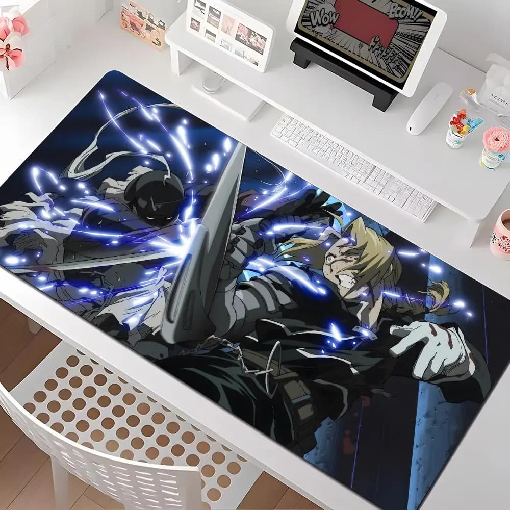 Edward Elric Lightning Strike Mouse Pad Multiple Sizes Large Square Computer Office Game Table Mats Rubber Anti-slip Mousepads