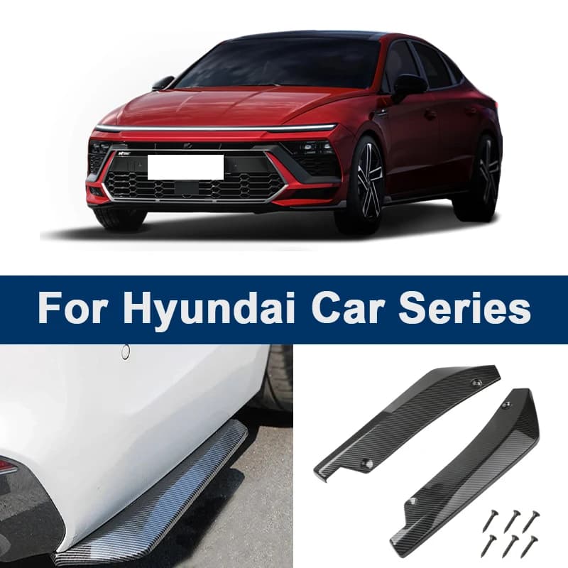For Hyundai Elantra Sonata Tucson SantaFe Kona Ioniq: Rear diffuser for bumper, ABS Splitter, Easy Installation, Sporting Outside Kit, 2 Pieces