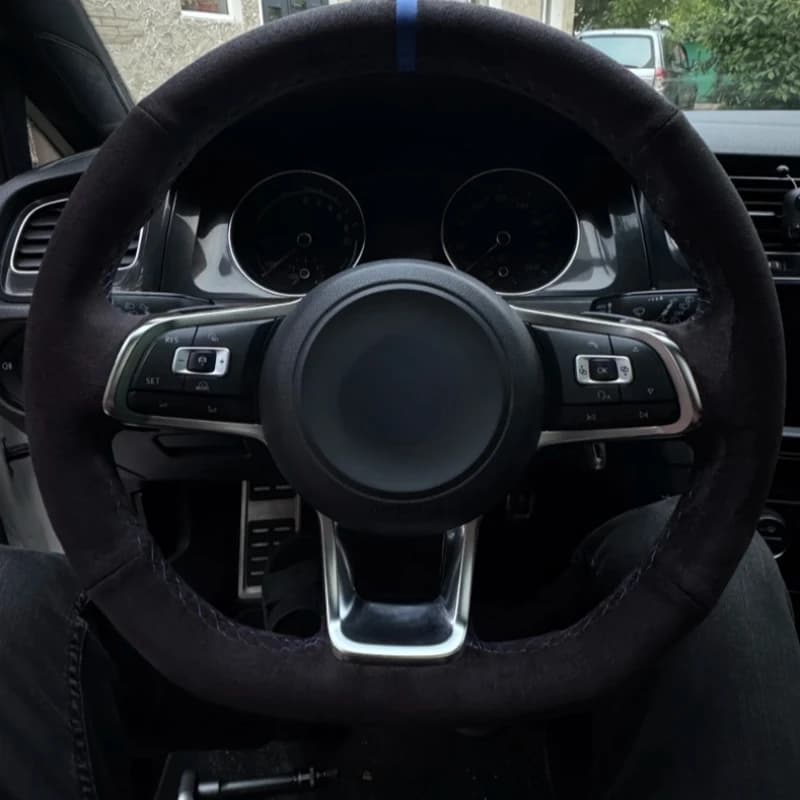 Black Suede Leather Seat Cover for Volkswagen Golf 7 GTI, Golf R MK7, Polo GTI 2015 2016, Scirocco