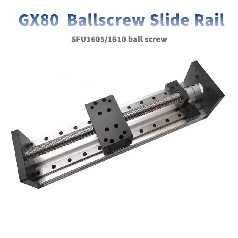 Guida lineare a scorrimento singolo GX80*50 con corsa effettiva 50-800MM, vite a ricircolo di sfere SFU1605/1610 da 16mm, per CNC e stampanti 3D