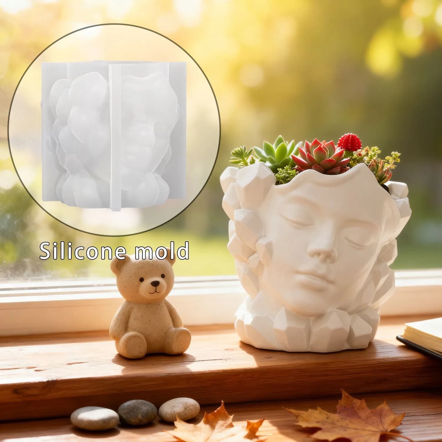 Stampo in silicone per decorazioni fai da te: vaso a forma di viso umano in cristallo, stampo in resina per ornamenti in gesso, decorazione per la casa